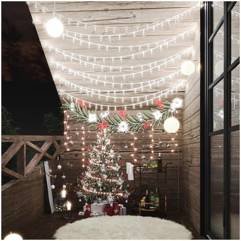 Filo Di Luci Sferiche 40m 400 Led Bianco Freddo 8 Funzioni - Foto 1