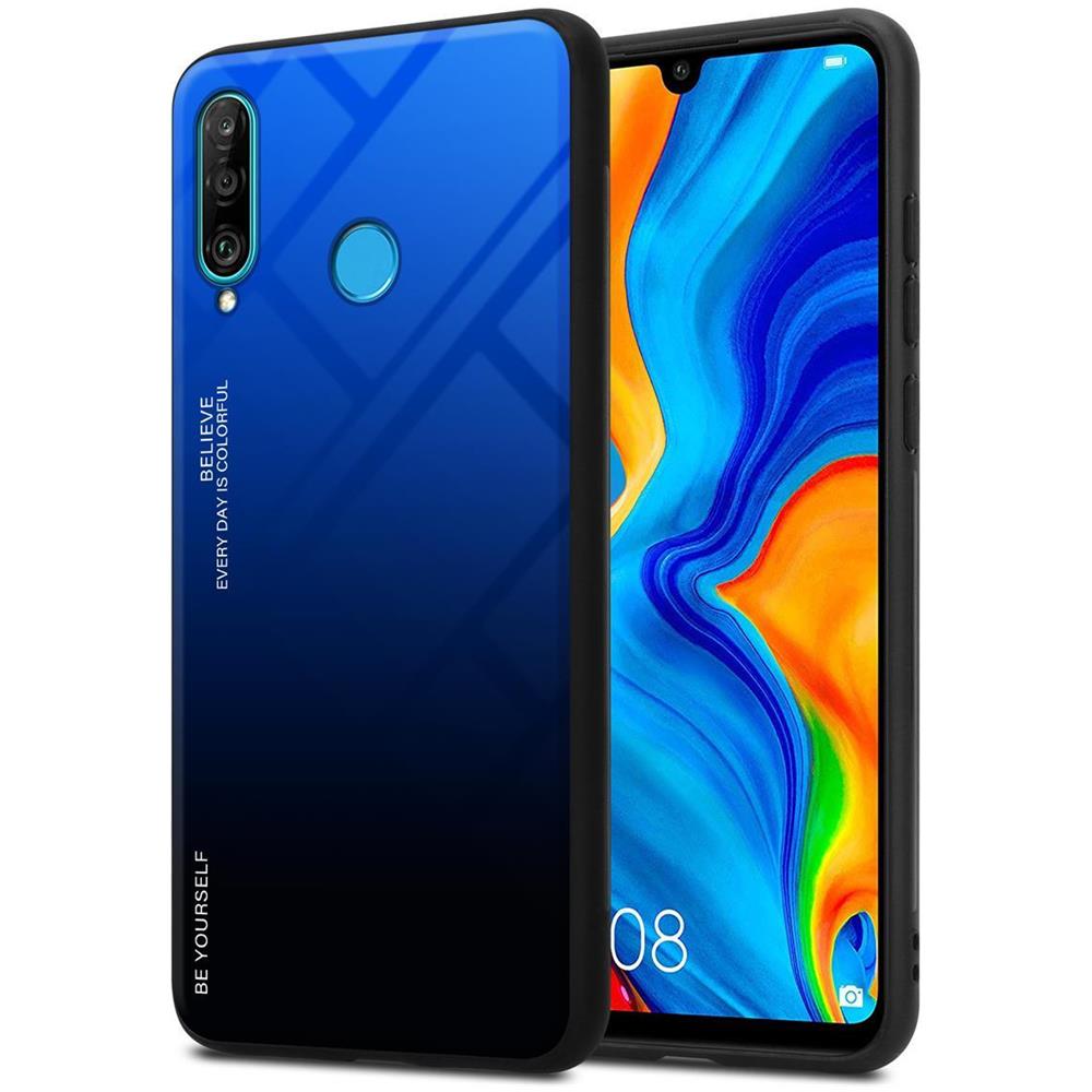 Cadorabo Custodia Compatibile Con Huawei P30 Lite In Blu - Nero - Coperchio Protettivo Bicolore In Vetro Temperato E Silicone Tpu - Foto 1
