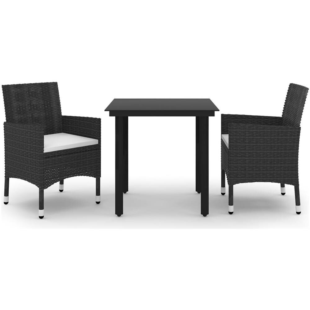Set Da Pranzo Da Giardino 3 Pz Con Cuscini Polyrattan E Vetro - Foto 2