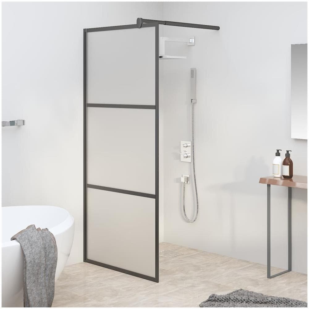 Parete Doccia Walk In 80x195 Cm In Vetro Smerigliato Esg Nero - Foto 1