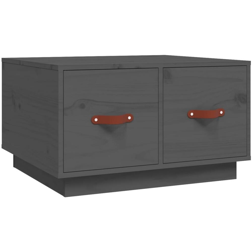 Tavolino Da Salotto Grigio 60x53x35cm In Legno Massello Di Pino - Foto 2