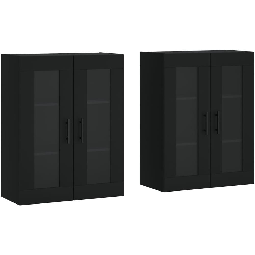 Armadietti A Parete 2 Pz Neri In Legno Multistrato - Foto 1