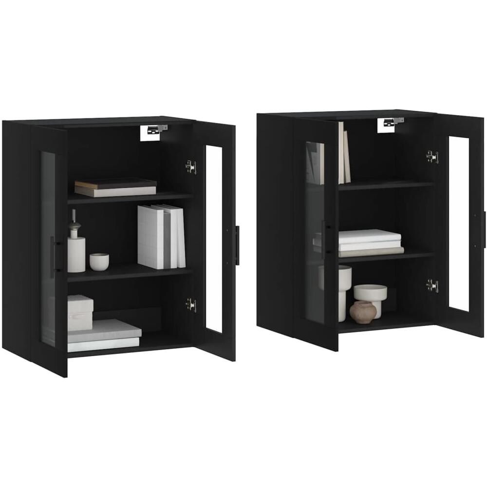 Armadietti A Parete 2 Pz Neri In Legno Multistrato - Foto 2