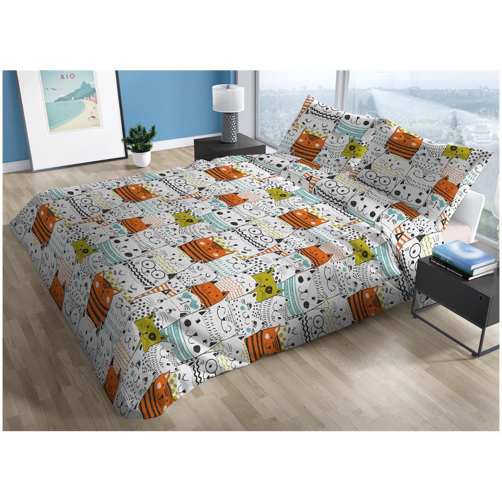 Trapunta Piumone Invernale 300gr Cotone Made Italy Disegno Cats Singolo Cats - Foto 1