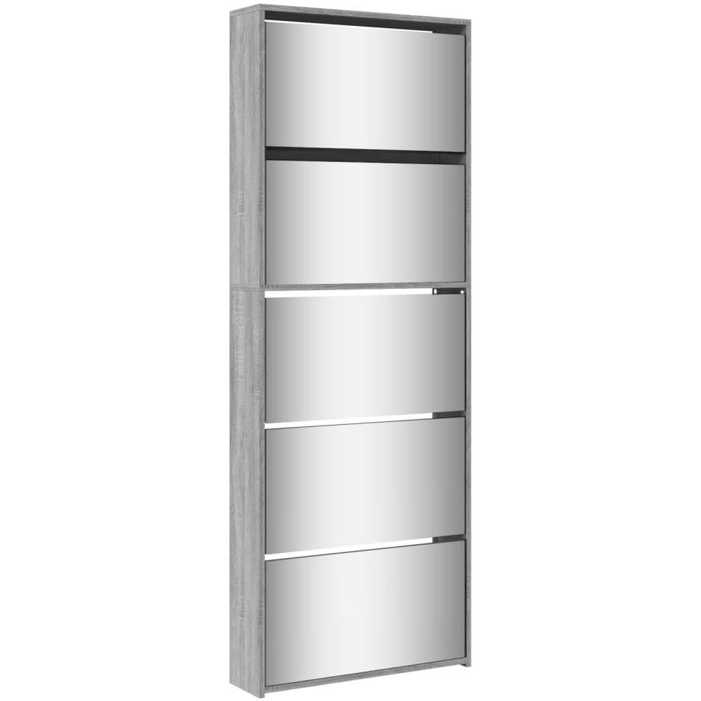 Scarpiera con Specchio a 5 Livelli Grigio Sonoma 63x17x169,5 cm - Foto 1