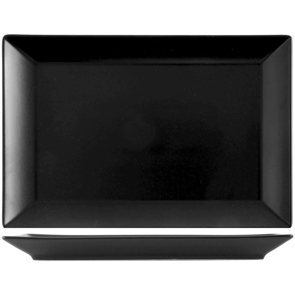 Confezione 6 piatti rettangolari Osaka in stoneware nero cm 30x20 - Foto 1