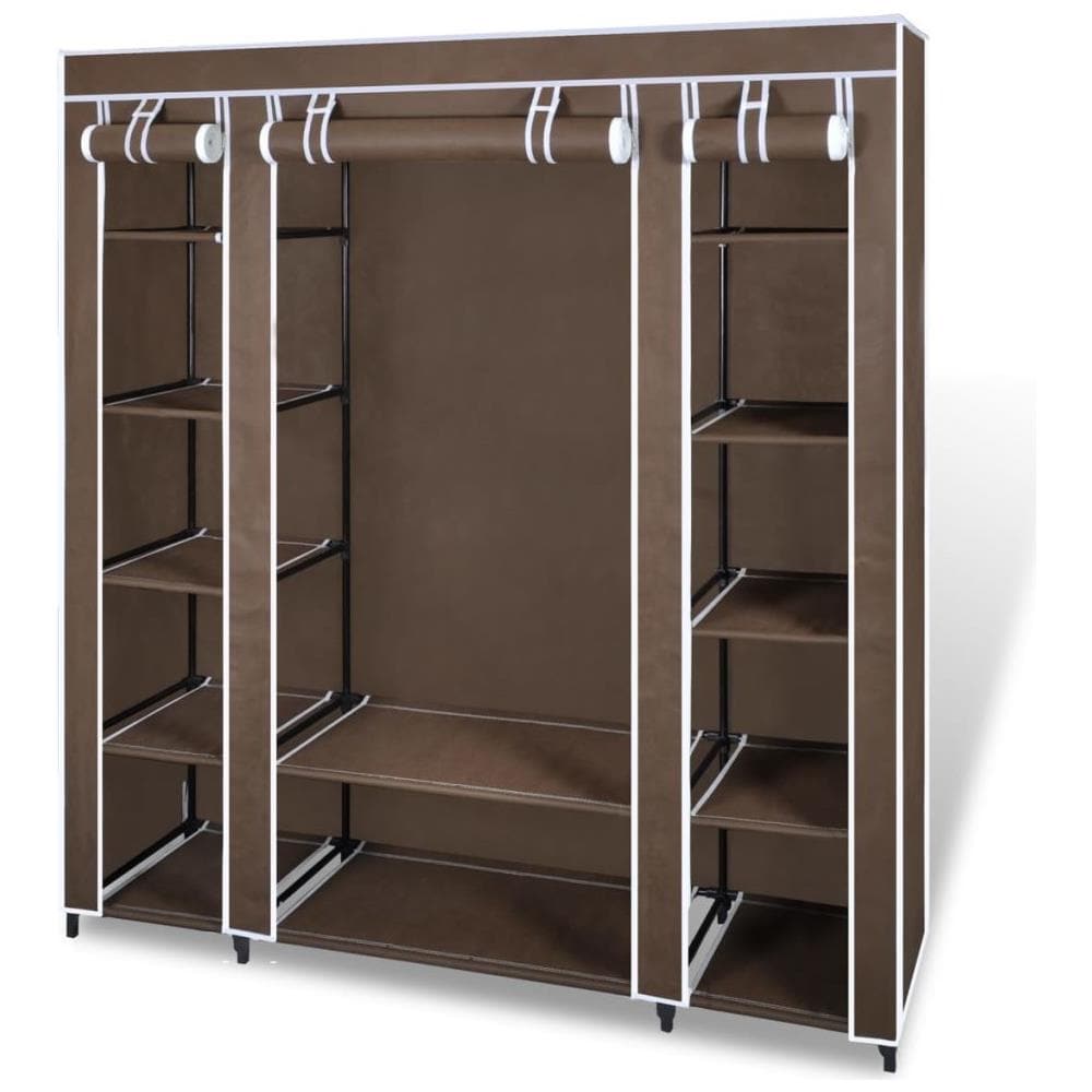 Armadio In Tessuto Con Compartimenti E Barre 45 X 150 X176 Cm Marrone - Foto 1