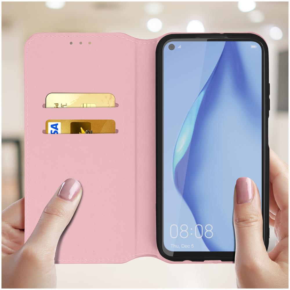 Custodia Huawei P40 Lite Portacarte Funzione Supporto Similpelle Liscia Rosagold - Foto 5