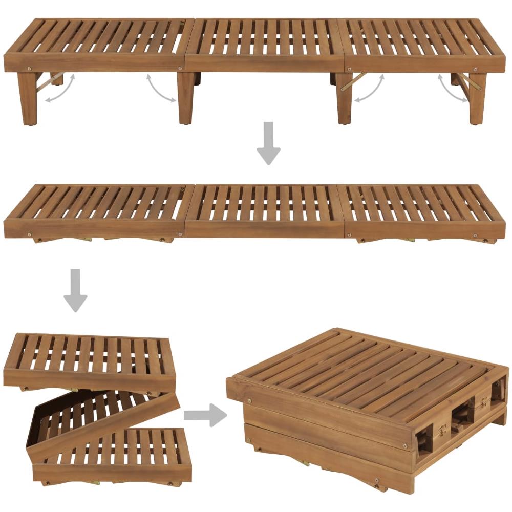 Lettino Prendisole Pieghevole Con Cuscino In Massello Di Acacia - Foto 8