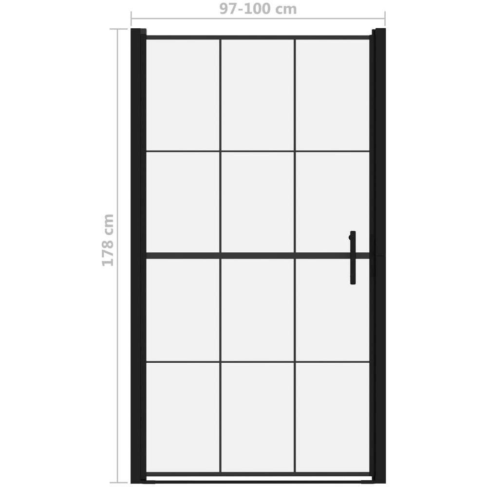 Porta per Doccia in Vetro Temperato 100x178 cm Nera - Foto 2
