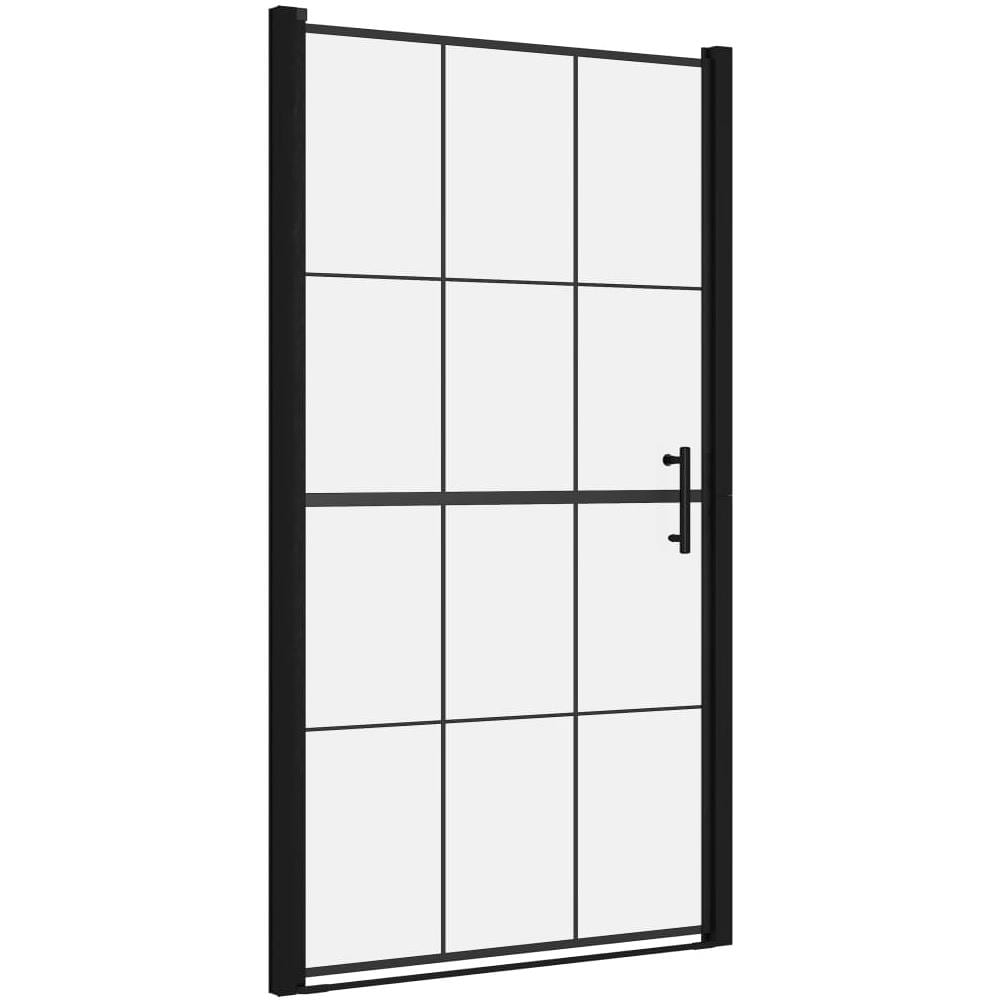Porta per Doccia in Vetro Temperato 100x178 cm Nera - Foto 1