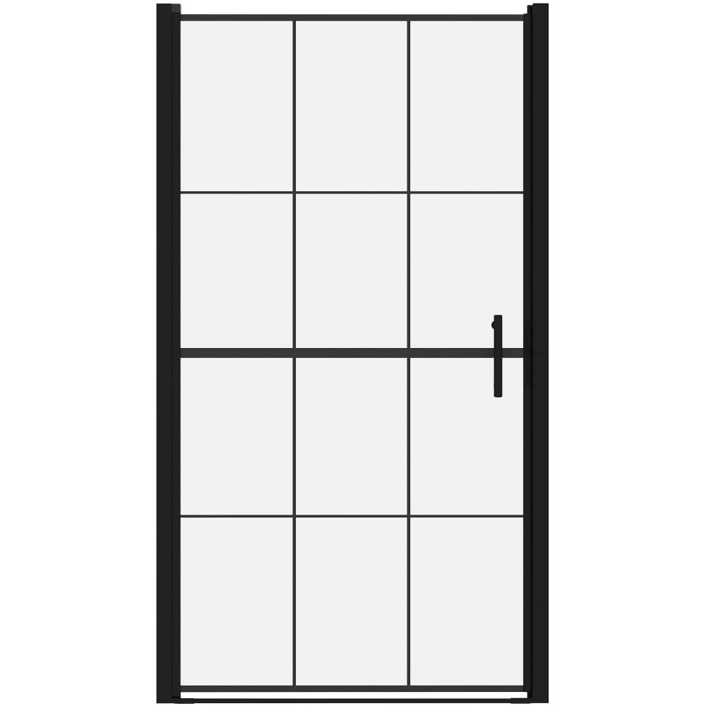 Porta per Doccia in Vetro Temperato 100x178 cm Nera - Foto 4