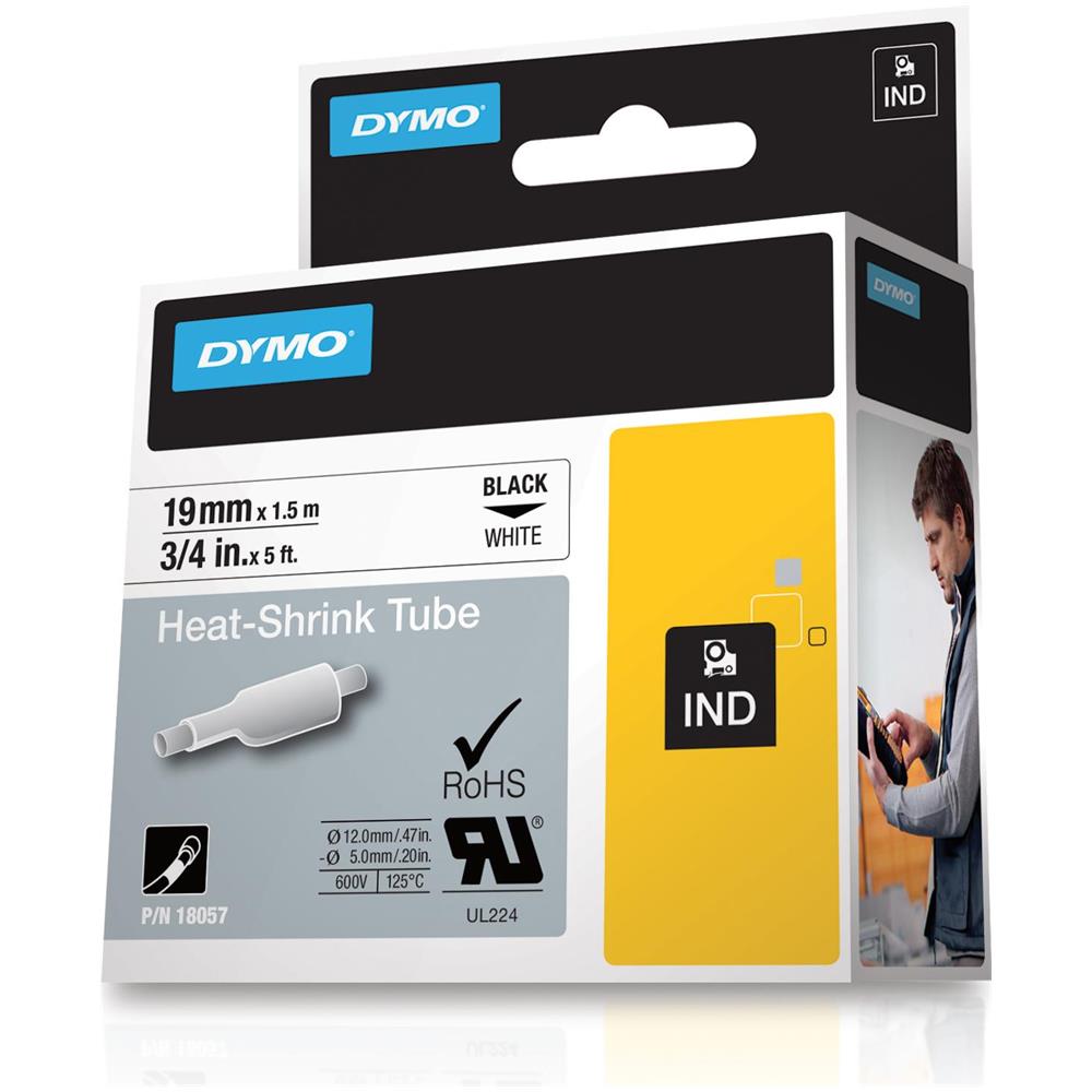Dymo Rhinopro Heat Shrink Tubes Nastro Per Etichettatrice D1 (rp/id1-19 White - .) - Foto 1