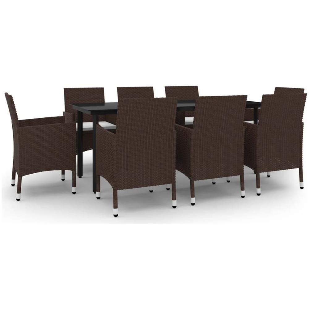 Set Da Pranzo Da Giardino E Cuscini 9 Pz In Polyrattan E Vetro - Foto 2