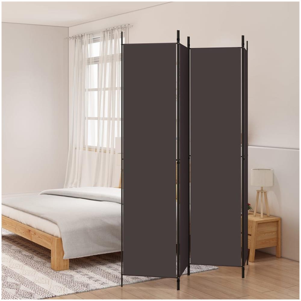 Divisorio A 4 Pannelli Marrone 200x220 Cm In Tessuto - Foto 1