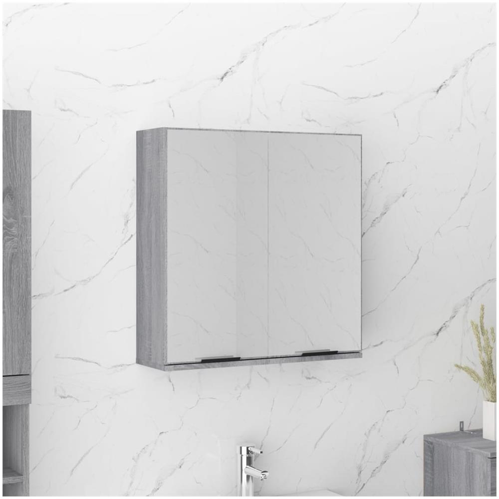 Armadietto A Specchio Da Bagno Grigio Sonoma 64x20x67 Cm - Foto 1