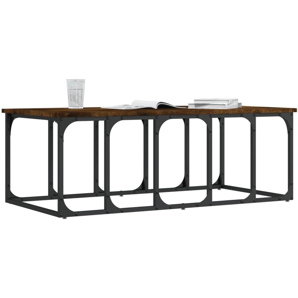Tavolino Da Salotto Rovere Fumo 100x50x35,5cm Legno Multistrato - Foto 3