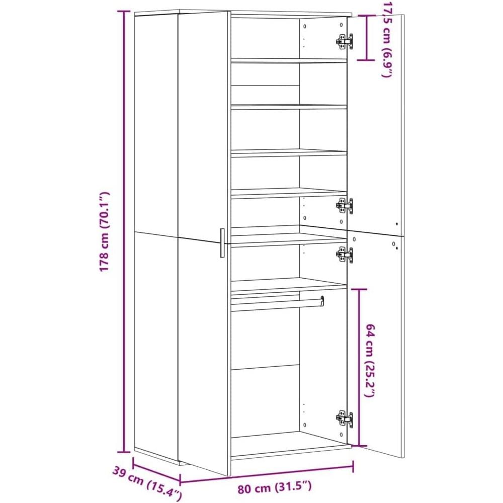 Scarpiera Bianca 80x39x178 cm in Legno Multistrato - Foto 10