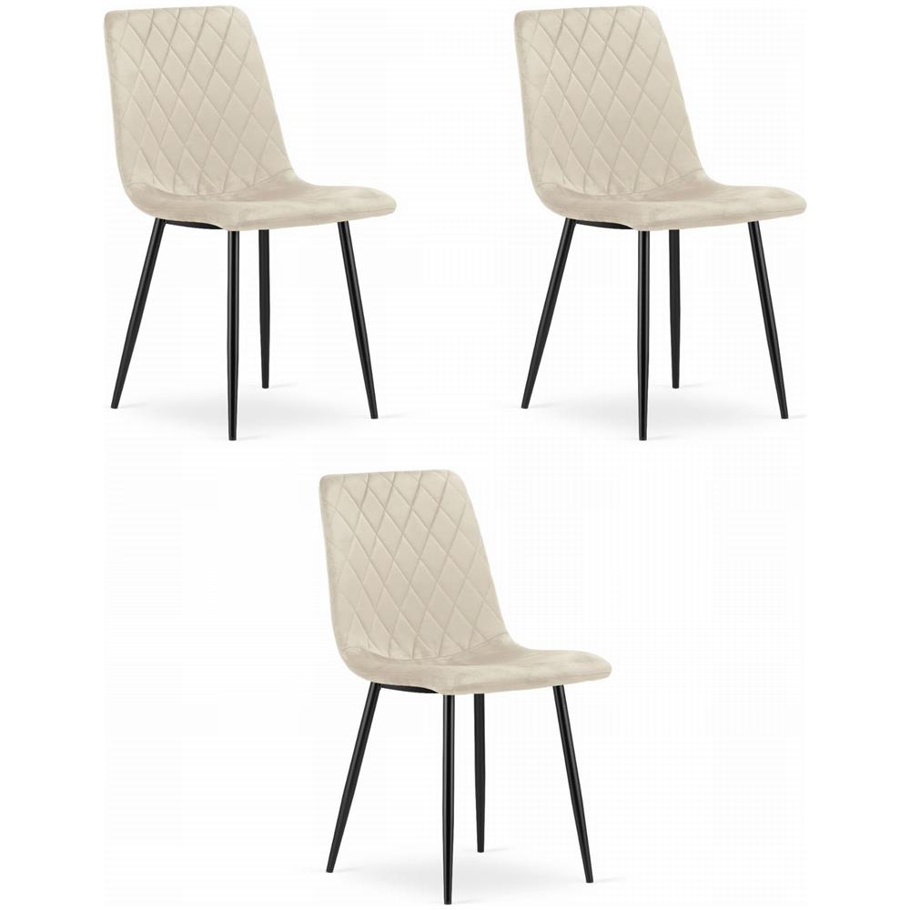 Sedia TURIN in velluto beige, design ergonomico x3 - Foto 1