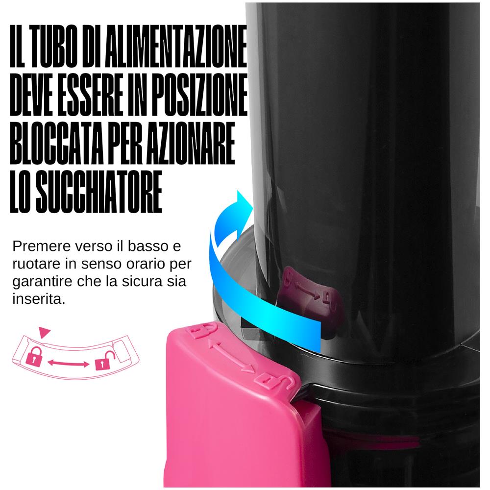 Ginnie Spremiagrumi a Freddo Professionale, Estrattore Lento 60 RPM per Agrumi, Design Compatto e Facile da Pulire, 400ml, 100W - Rosa Vivace - Foto 1