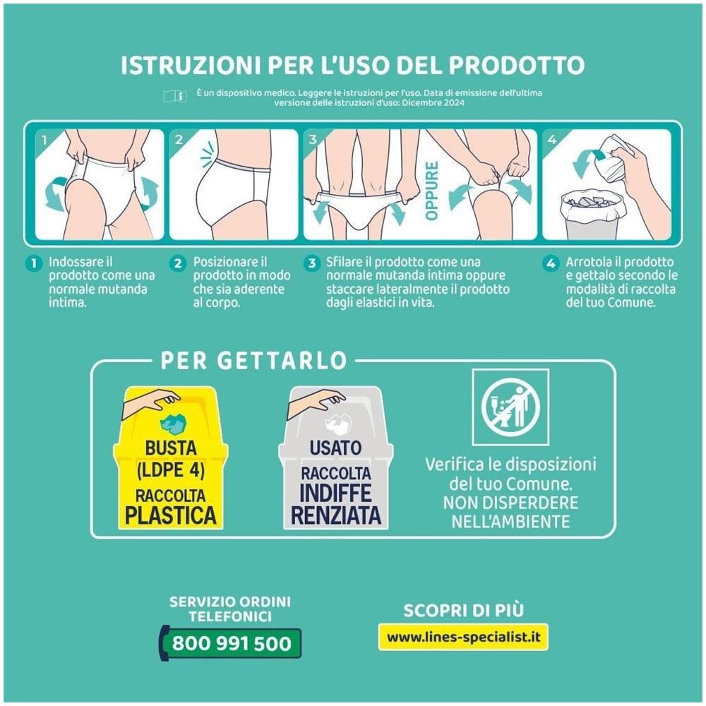 Pannolone per Incontinenza Lines Specialist Derma Pants Maxi l 10 Pezzi - Foto 3