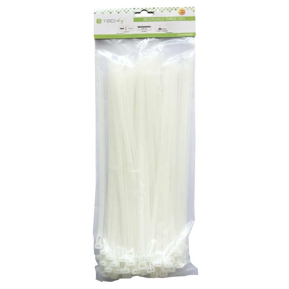 ISWT-876300 - Fascette Fermacavi con Linguetta 300x7,6mm in Nylon 100pz Bianco - Foto 2