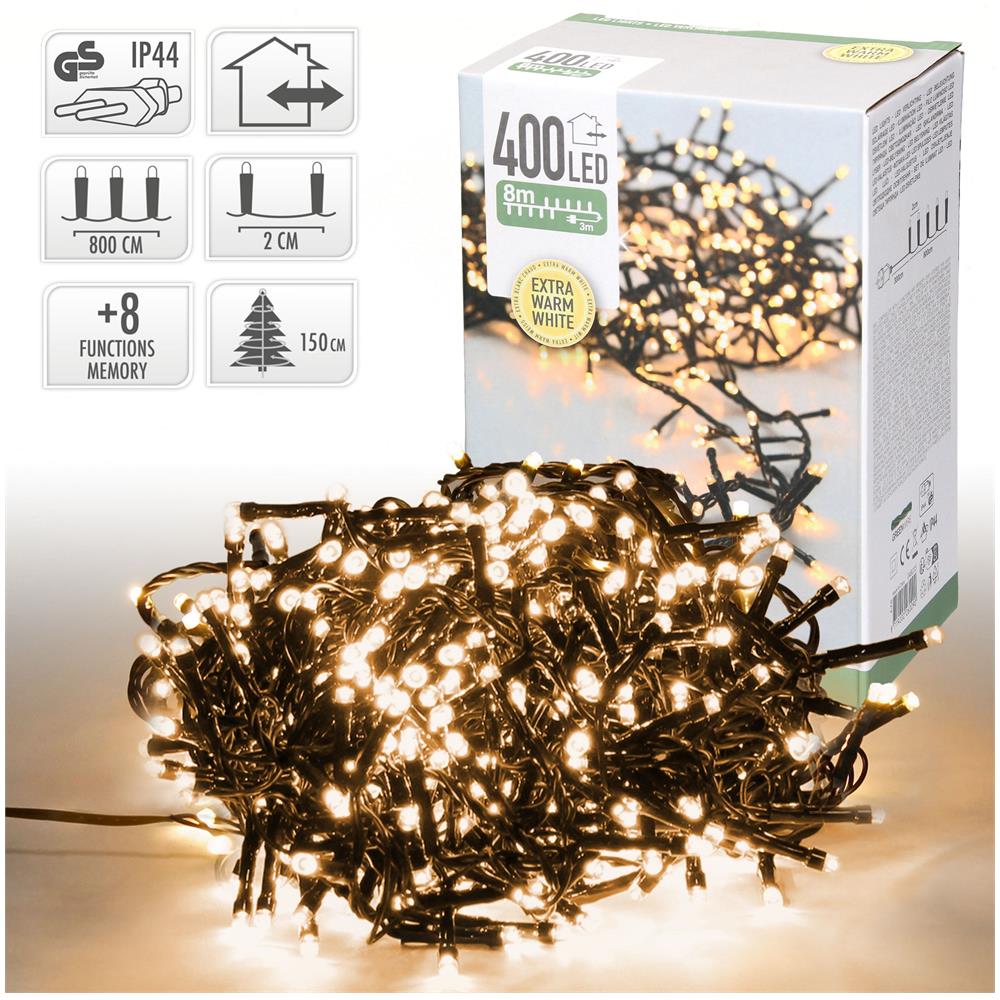 Luci Di Natale 400 Led Bianco Caldo 8 Giochi Di Luce Esterno Albero Interno - Foto 8