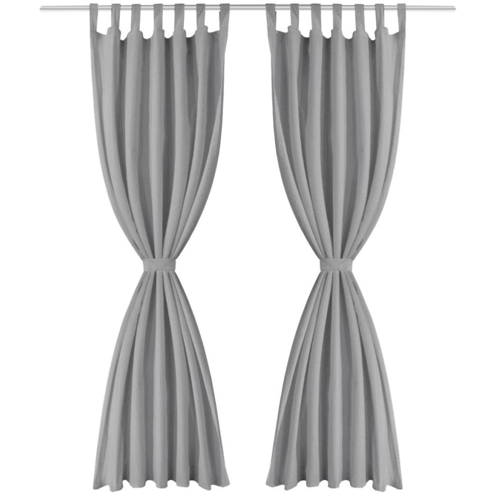 2 Pz Tende In Micro Raso Con Passanti 140x175 Cm Grigie - Foto 2