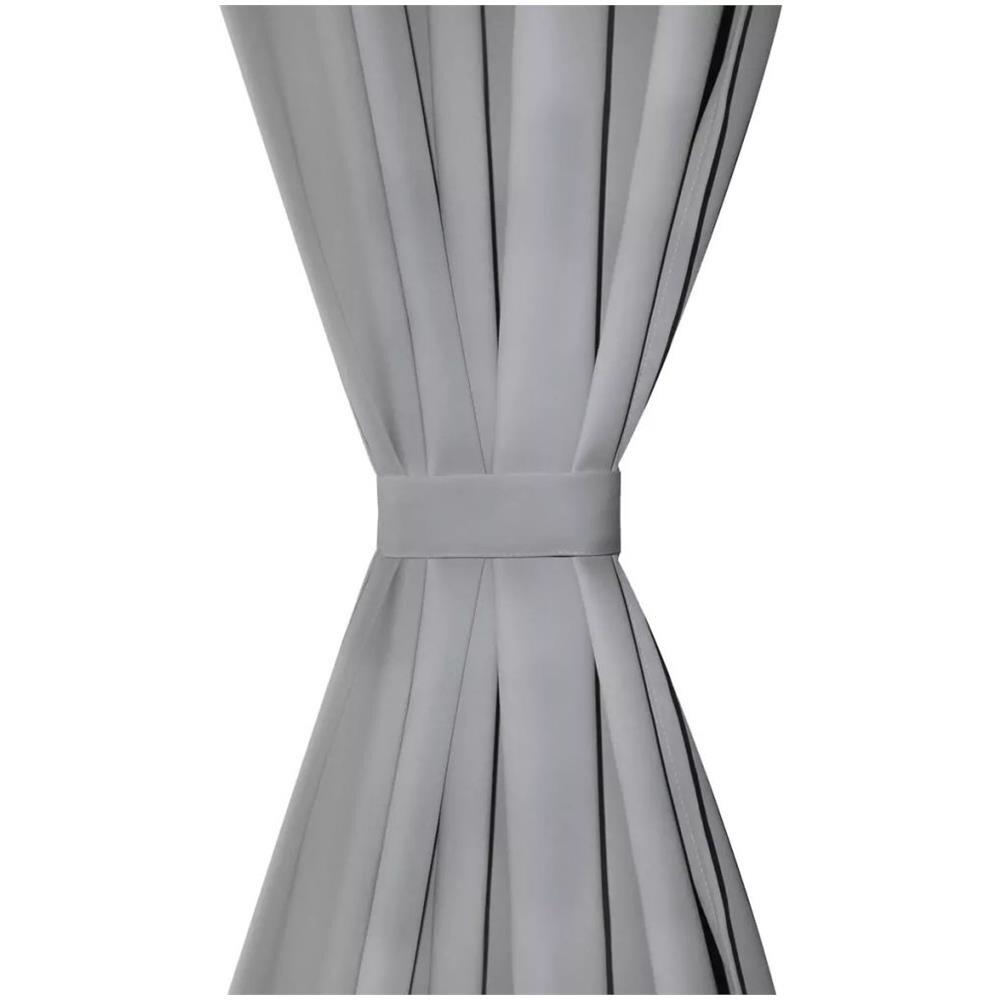 2 Pz Tende In Micro Raso Con Passanti 140x175 Cm Grigie - Foto 4