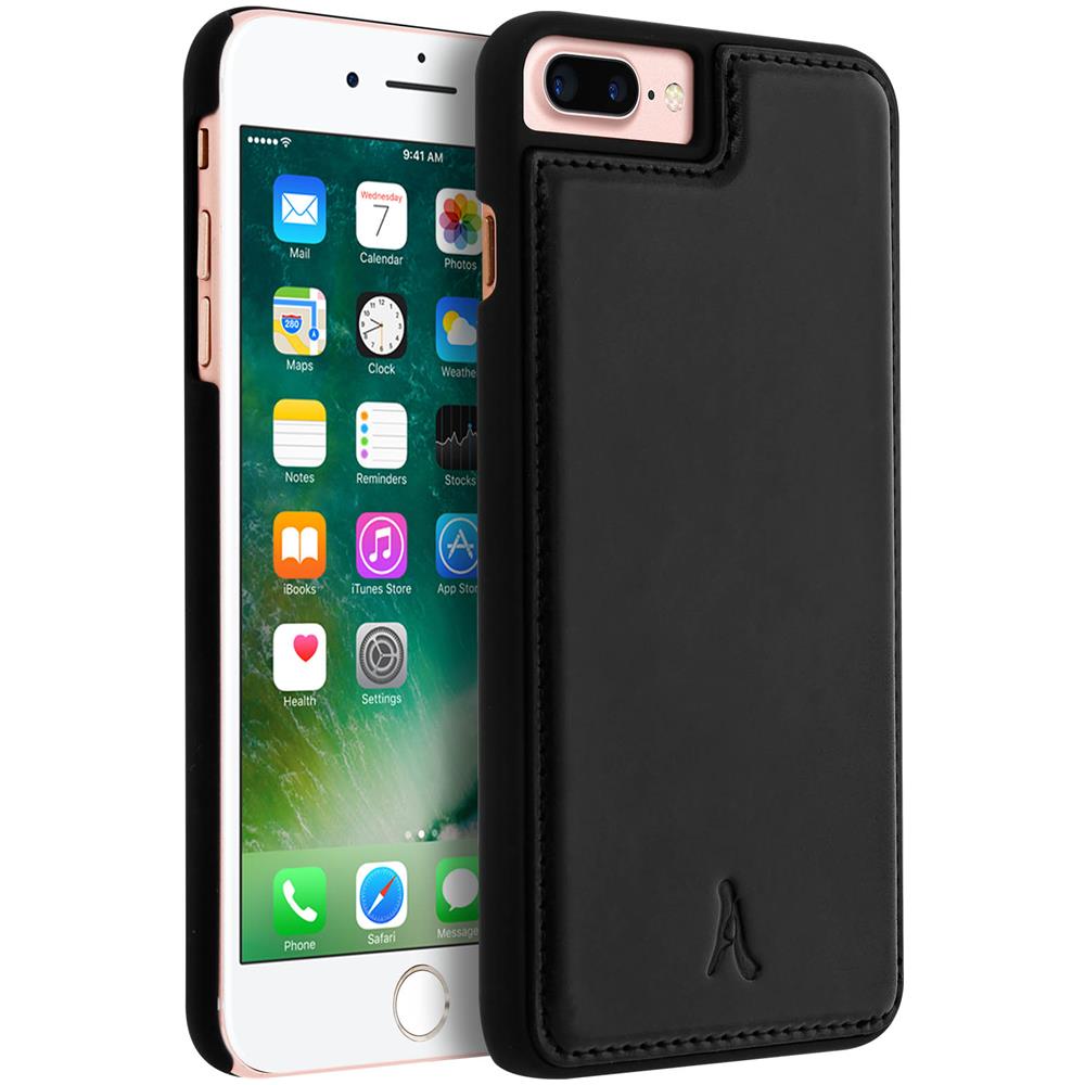 Cover Iphone 8+, 7+, 6+, 6s+ Protezione Rigida Pelle Vera Nero - Foto 2