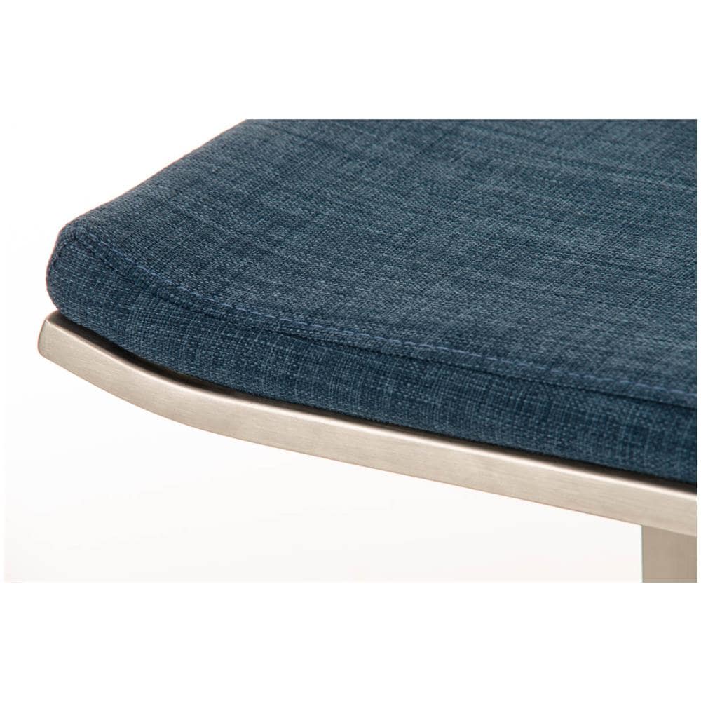 Sgabello Bar Lameng In Tessuto E Acciaio Inox I Sgabello Design Con Antigraffio I Sgabello Bancone Con Poggiapiedi Alt. 78 CM Blu - Foto 5