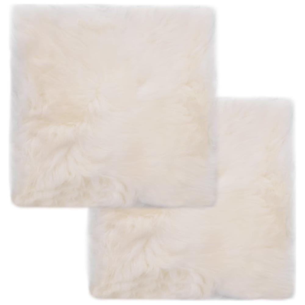 Cuscini per Sedie 2 pz Bianco 40x40cm in Vera Pelle di Montone - Foto 1