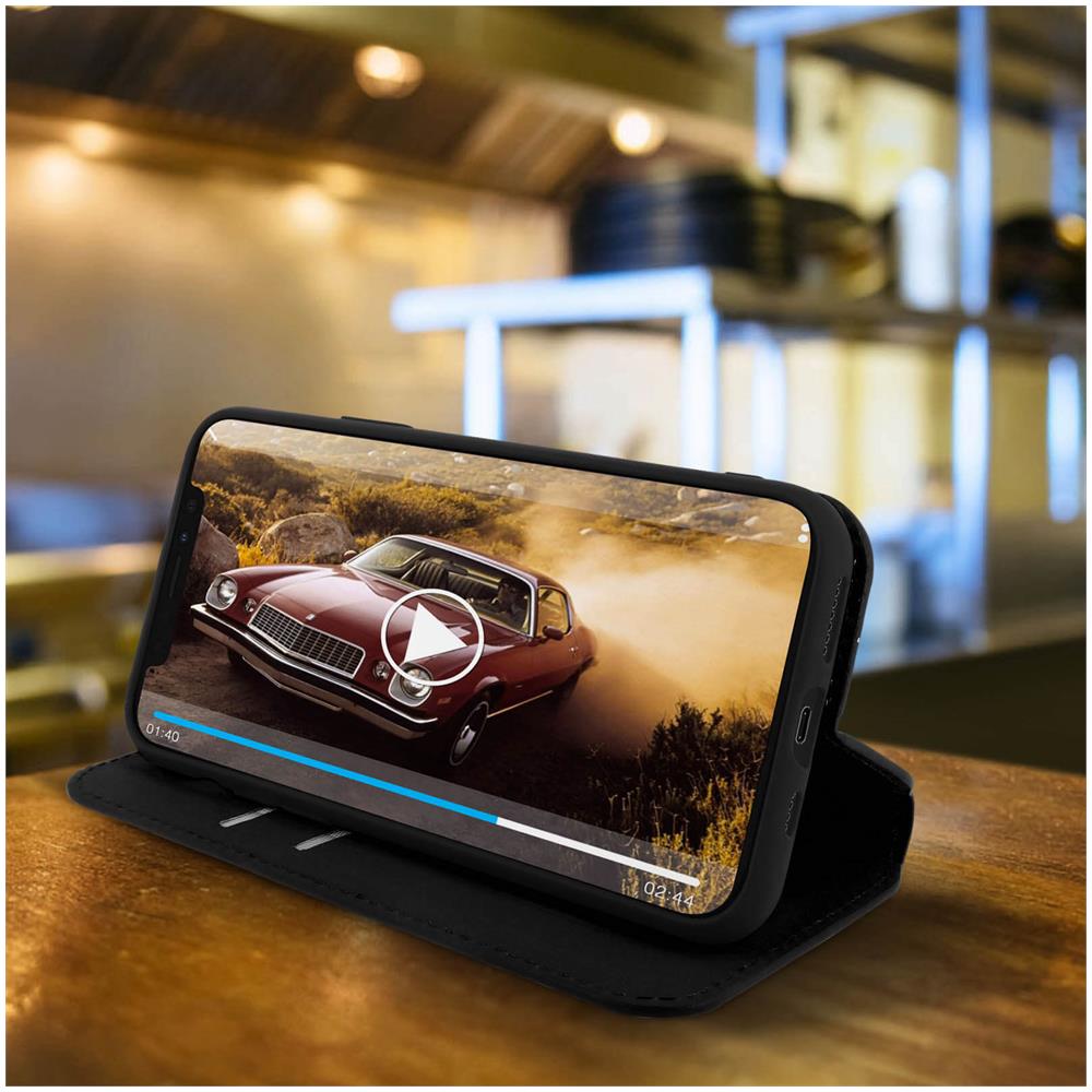 Custodia Iphone 11 Pro Max Portacarte Funzione Supporto Similpelle Liscia Nero - Foto 5