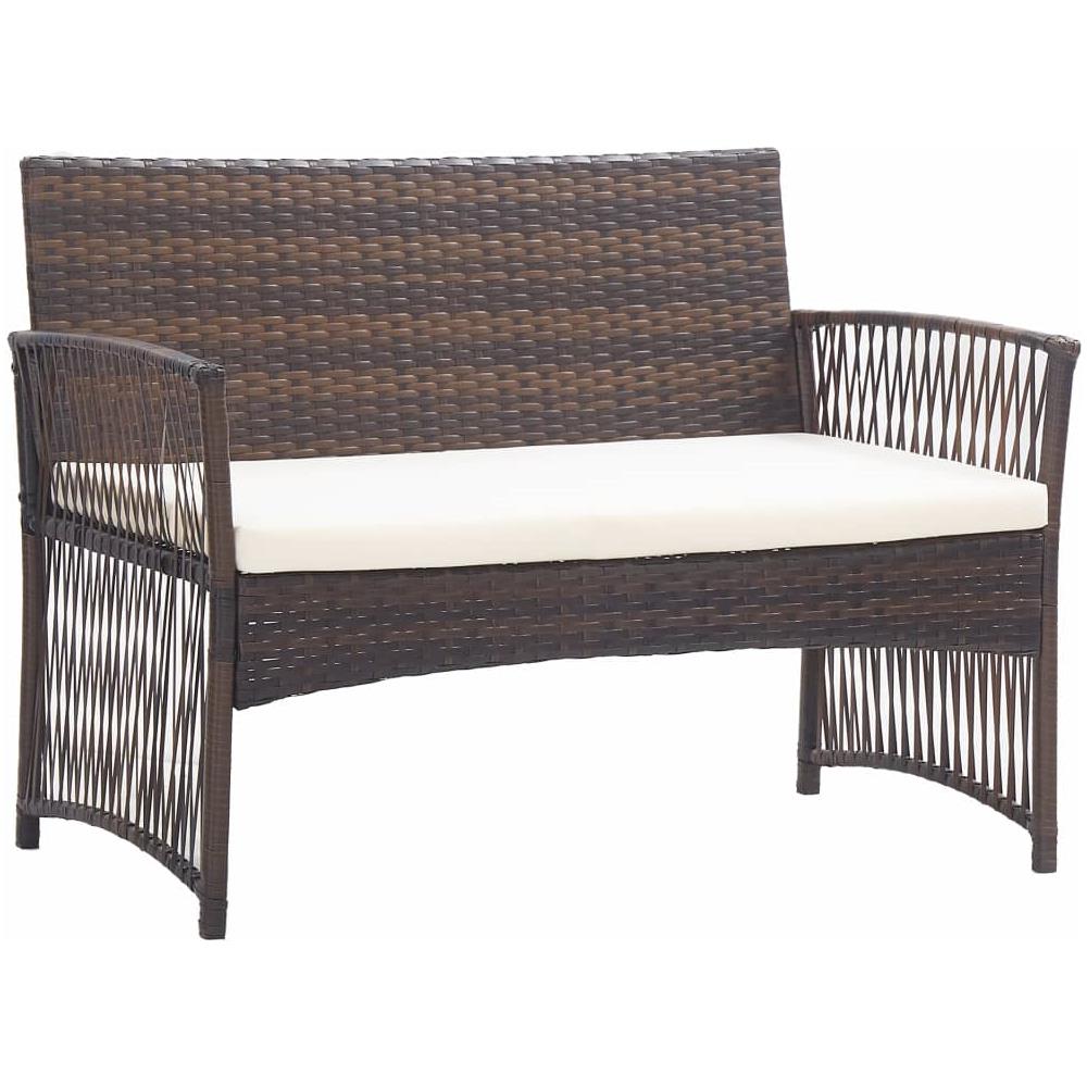 Set Divani Da Giardino 4 Pz Con Cuscino In Polyrattan Marrone - Foto 14