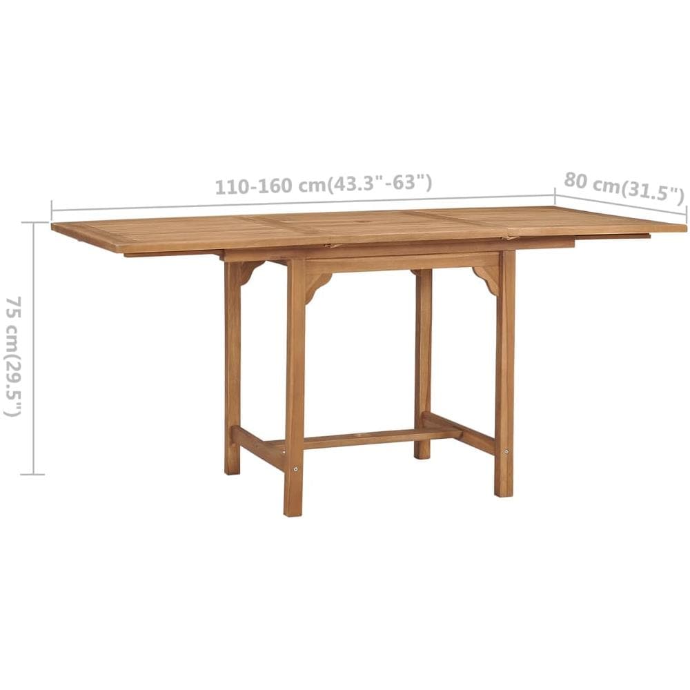 Tavolo da Giardino Estensibile (110-160) x80x75 cm Massello Teak - Foto 2