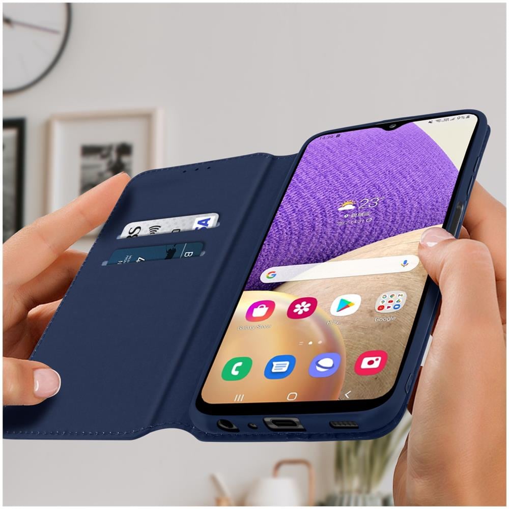 Custodia Samsung Galaxy A32 5g Portacarte Funzione Supporto Similpelle - Blu - Foto 5