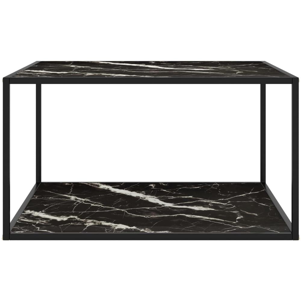 Tavolino Da T Nero Con Vetro Nero Marmorizzato 90x90x50 Cm - Foto 2