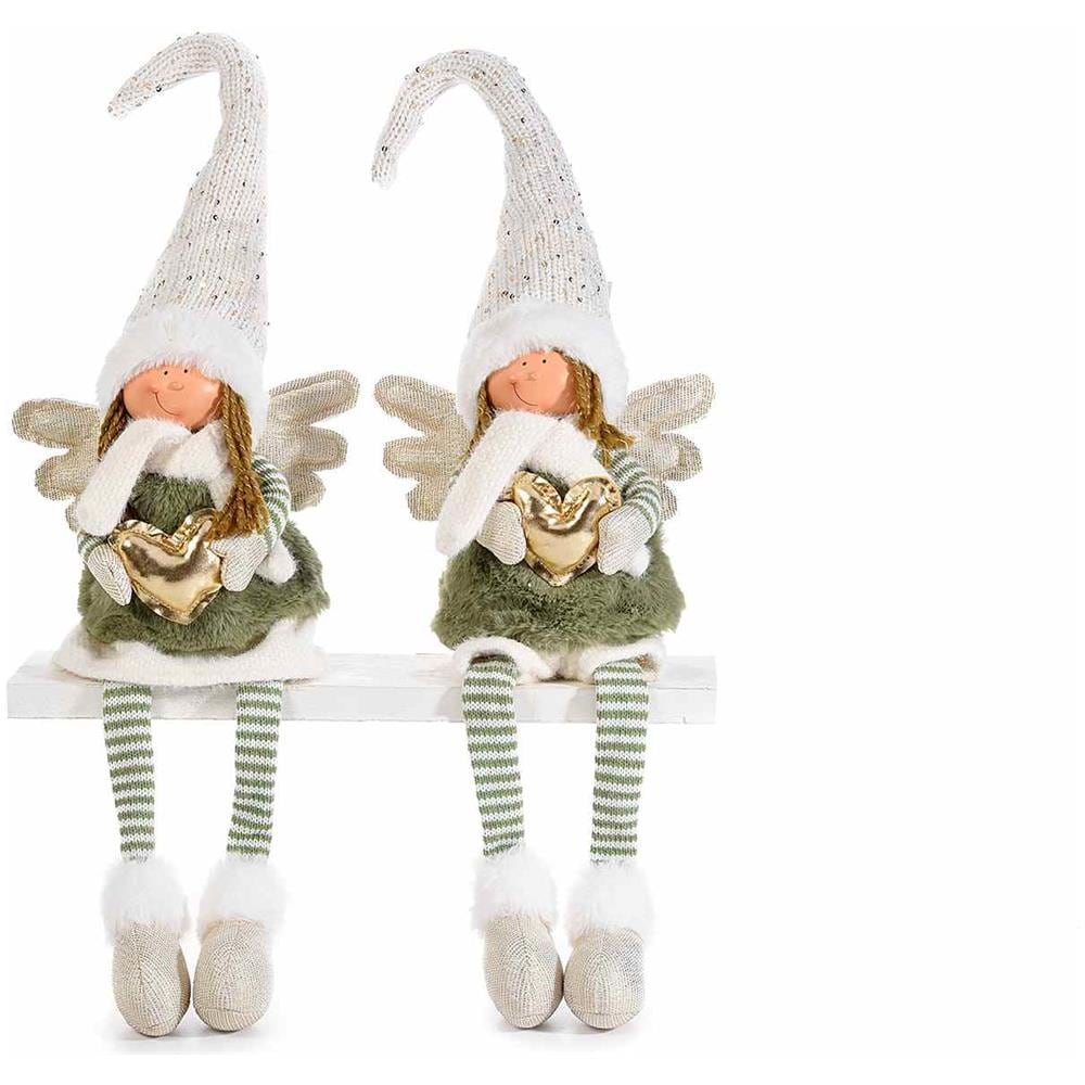 Angioletti Natalizi In Stoffa Decorazione Natalizia Per La Casa Set Da 2 Angeli - Foto 1