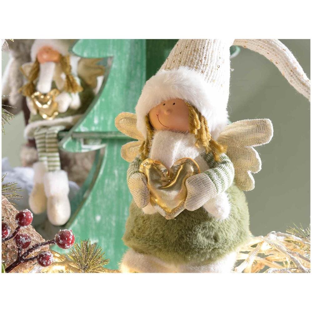 Angioletti Natalizi In Stoffa Decorazione Natalizia Per La Casa Set Da 2 Angeli - Foto 2