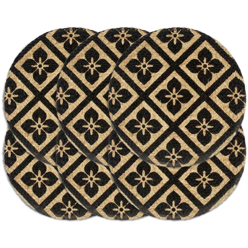 Tovagliette 6 pz Nero 38cm Rotonde in Juta - Foto 1