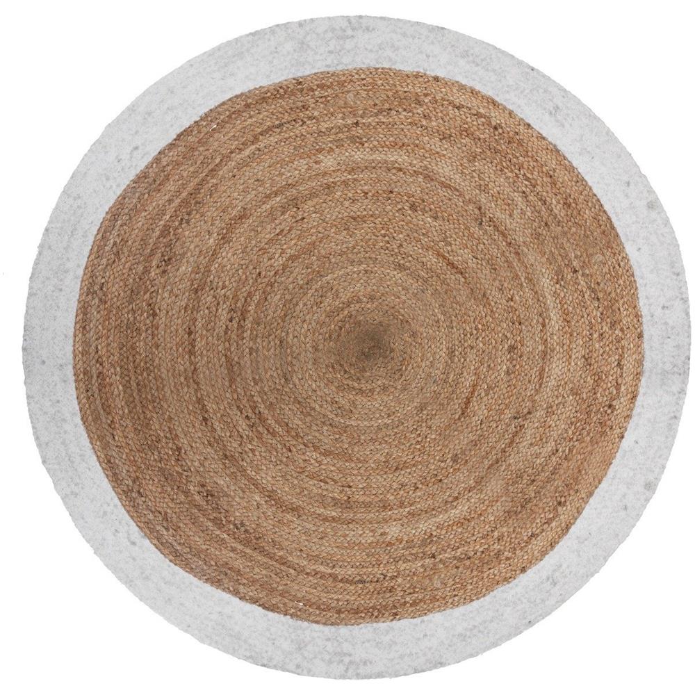 Tappeto Rotondo In Iuta, Ø 120 Cm, Con Bordo Bianco - Foto 1