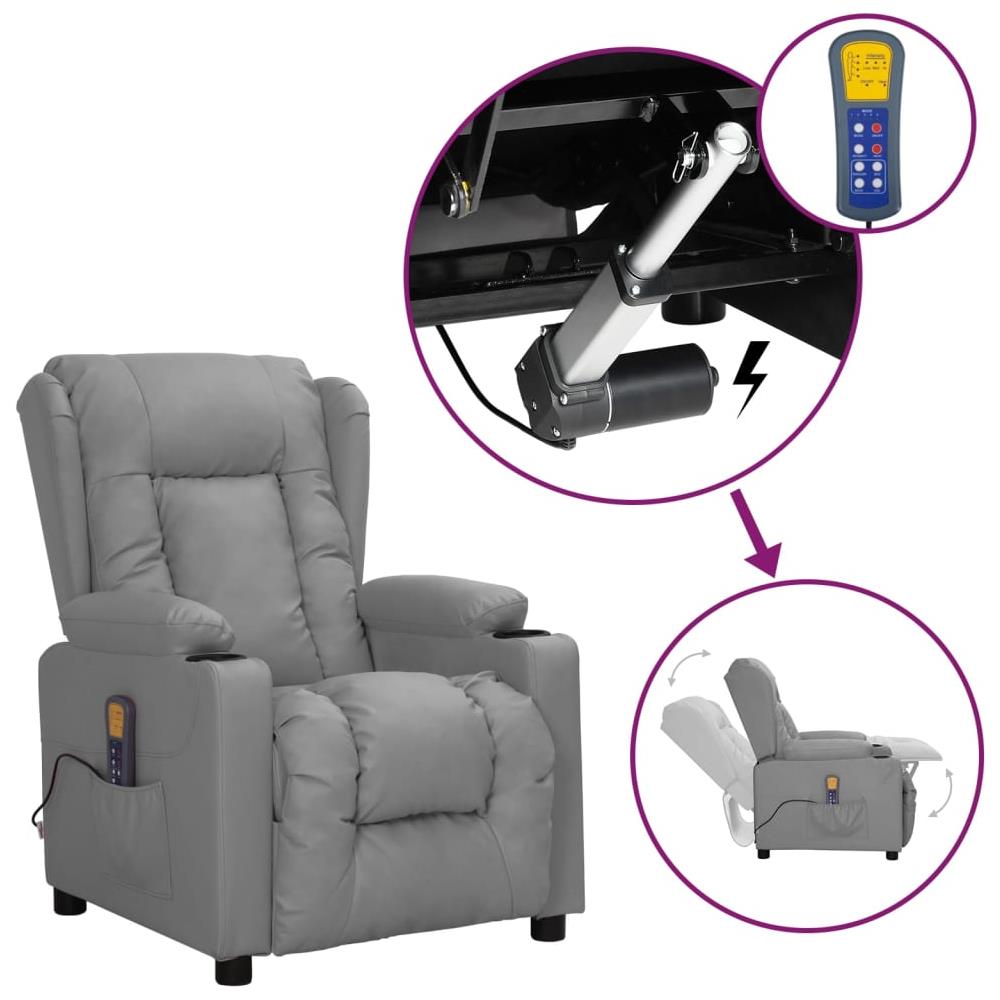 Poltrona Alzapersona Massaggiante Grigia in Similpelle - Foto 1