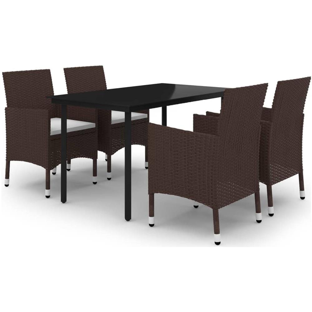 Set Da Pranzo Da Giardino 5 Pz Con Cuscini Polyrattan E Vetro - Foto 2