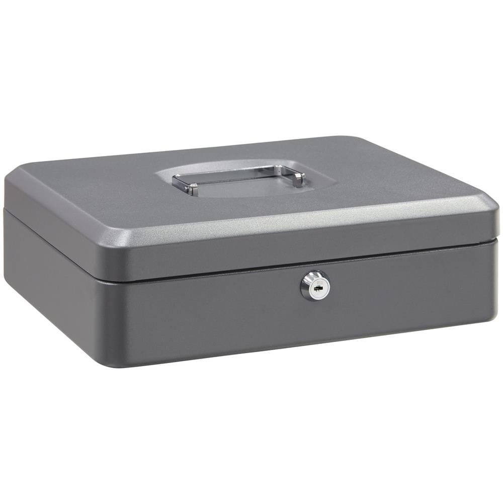 Elegant C9246 Cassetta Di Sicurezza Con Chiave Per Contare E Trasportare Denaro | Cassetta Portavalori In Acciaio Con Vassoio Portamonete | Cassaforte Portatile De 30 Cm Di Larghezza | Grigio - Foto 1