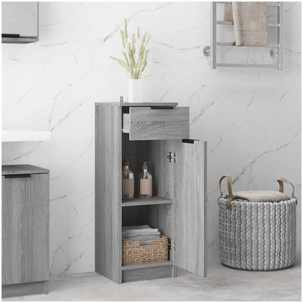 Armadietto Bagno Grigio Sonoma 32x34x90 Cm In Legno Multistrato - Foto 4