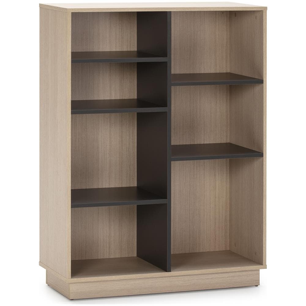 Libreria Scaffale Vigo 110x80 Cm, Scaffale Ufficio, Rovere E Grigio, 80 Cm (larghezza) 33 Cm (profondità) 110 Cm (altezza) - Foto 1