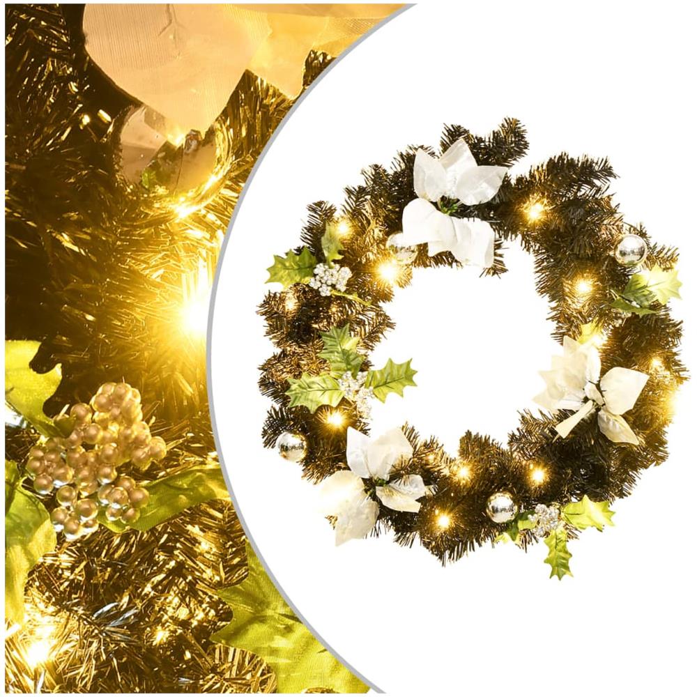 Ghirlanda Natalizia Con Luci Led Nera 60 Cm In Pvc - Foto 1