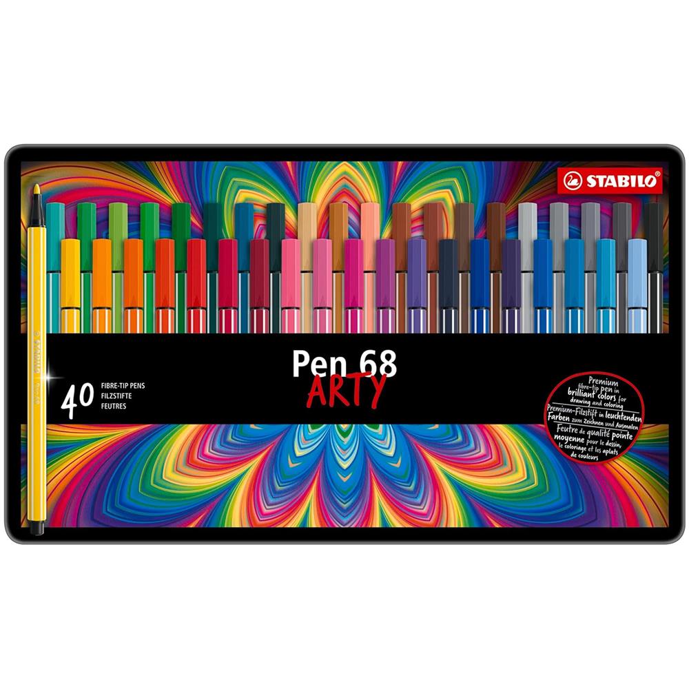 Pen 68 - Pennarello Premium - ARTY - Scatola in Metallo da 40 - Colori Assortiti - Foto 2