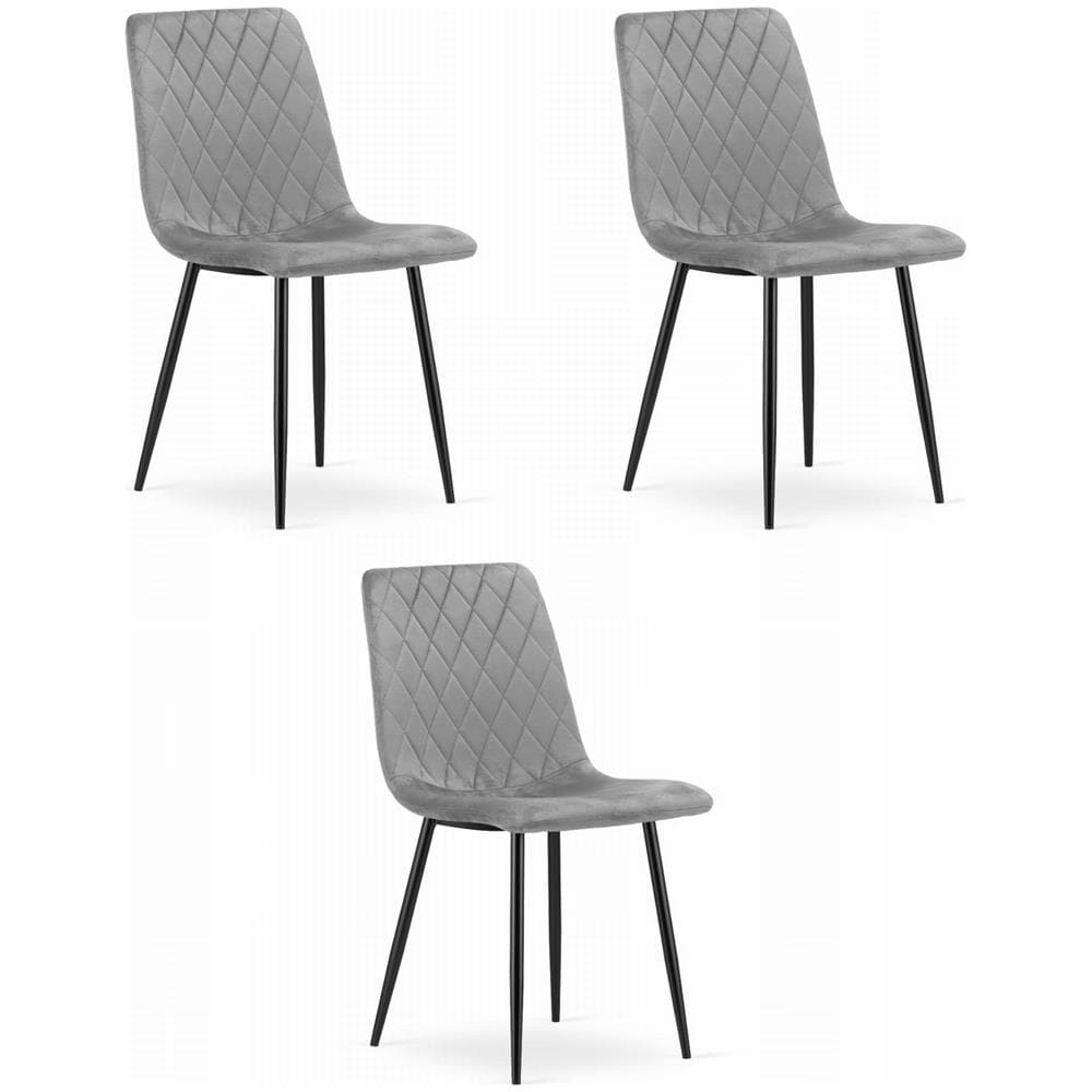 Sedia TURIN in velluto grigio chiaro, design ergonomico x3 - Foto 1