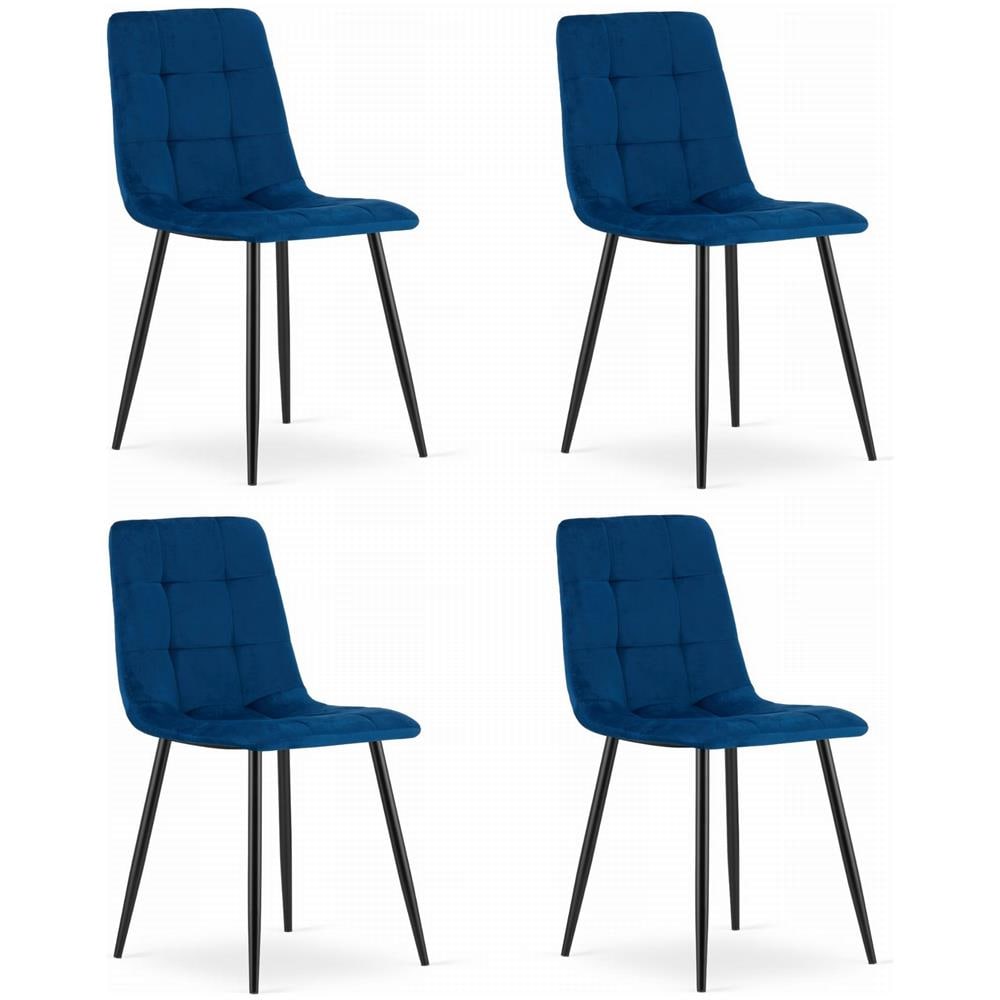 Sedia PYRA - Velluto blu navy moderno x 4 - Foto 1